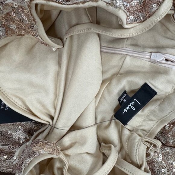 NWT Lulus Glam Ma'am Gold Sequin Bodycon Mini Dress - Picture 6 of 9